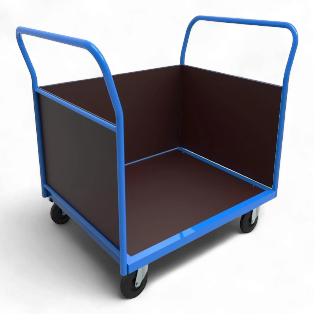 Dreiwandwagen  – Stabiler Transportwagen mit drei Siebdruckplatten für sicheren Ladungsschutz. Bis 1000 kg Traglast, ideal für Lager und Industrie.